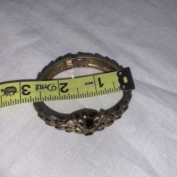 Vintage 1960’s Gold Tone Smoky Quartz Snake Dragon Scale Hinge Swiss Watch - Picture 14 of 15